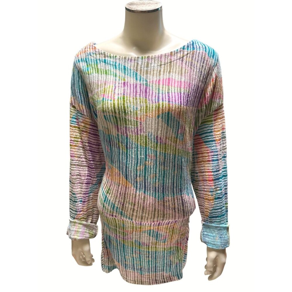CJ Banks Womens X Multicolored Striped Long Sleeve Tunic Top